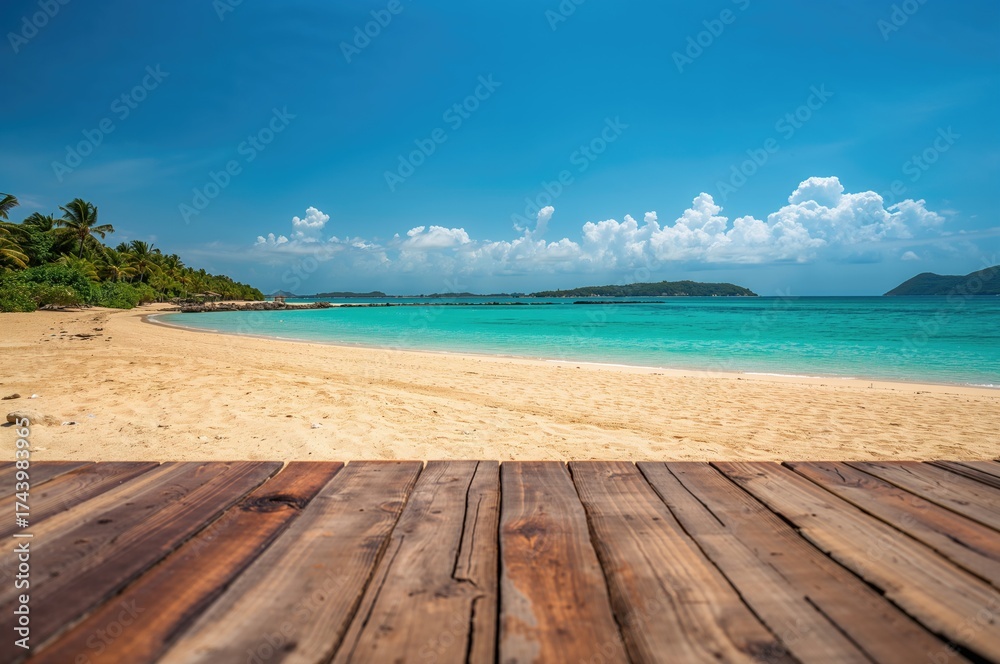 Fototapeta premium Aerial perspective of a bright and sandy shoreline