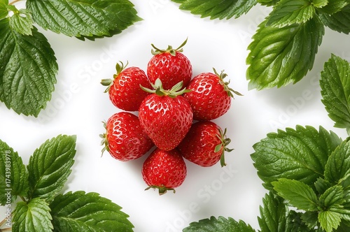 Fresh strawberries with gre...