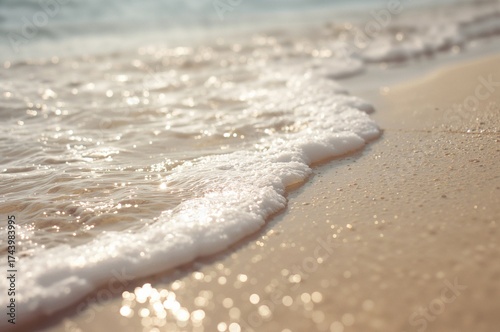 Glittering ocean wave rolli...