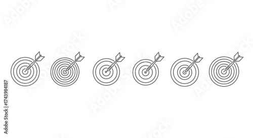 Dart hitting target progress sequence simple line drawing collection graphic symbol vector
