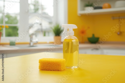 Yellow background with spon...