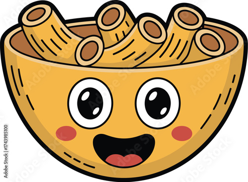 Cartoon pasta bowl illustration food character vector design