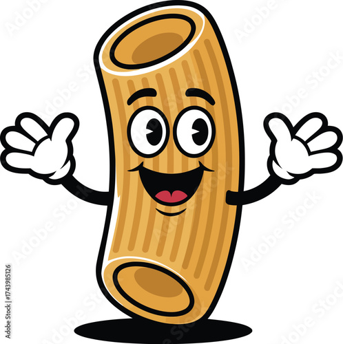 Rigatoni pasta cartoon character food illustration vector art