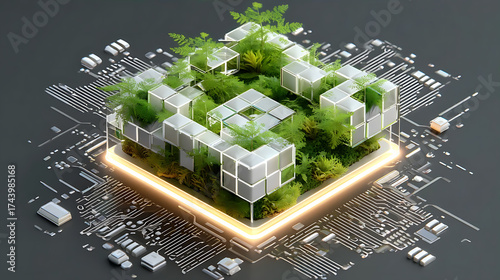 Future cubes, digital data streams and plants. Integration of technology and ecology. Environment, Society and governance