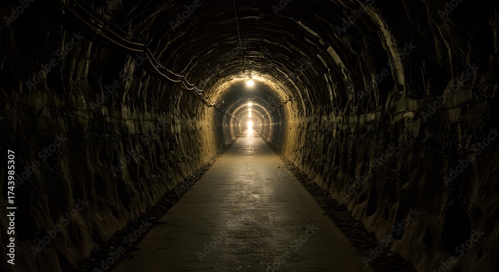 Fototapeta premium Dark tunnel leading to light