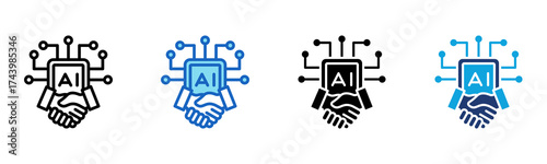 Ai Partnership icon Multi Style Vector Illustration