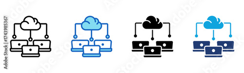 Cloud Database icon Multi Style Vector Illustration