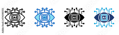 Ai Smart Eye icon Multi Style Vector Illustration