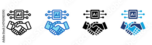 Ai Handshake icon Multi Style Vector Illustration