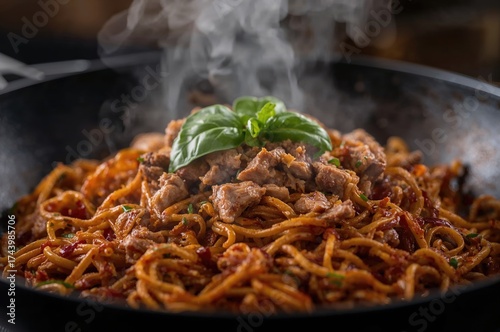 Fiery quick-cooked noodles ...