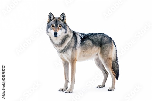 Gray wolf standing alone in...