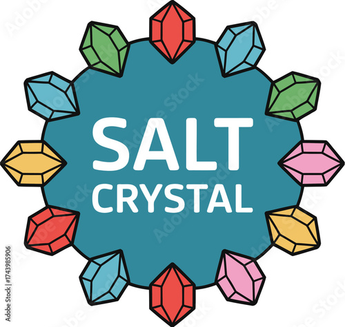 Salt crystal gemstone mineral halite natural element illustration