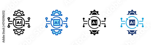 Robotic Process Automation icon Multi Style Vector Illustration
