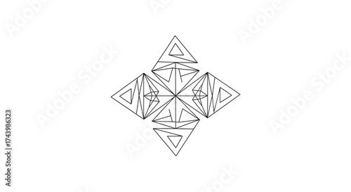 Intricate geometric mandala design featuring symmetrical abstract forms and fine line details vector