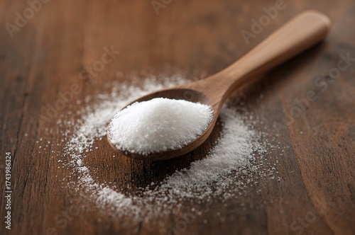 Wooden spoon filled with su...