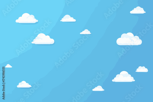 Cartoon clouds floating in a calming blue sky create a peaceful background for your creative projects
