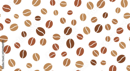 Elegant coffee bean pattern background offers a vibrant modern design element for cafe menus and packaging