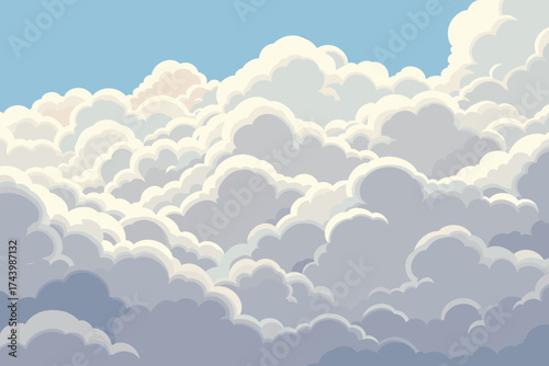 Dreamy clouds float across a serene sky creating a peaceful, calming scene perfect for backgrounds