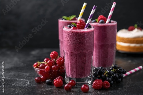 Berry smoothie with milk, f...
