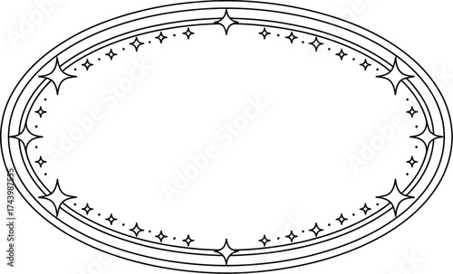 Oval frame with stars border decorative vector design element