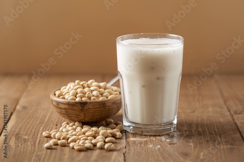 Soybeans and soy milk displ...