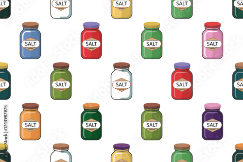 Colorful salt shaker pattern kitchen and food background design art