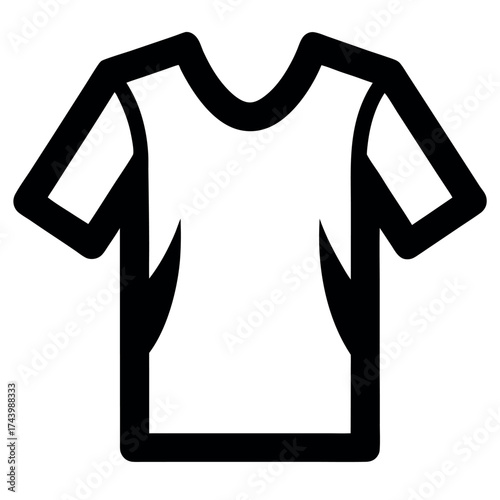 White TShirt Icon with Black Outline and Short Sleeves Apparel Design
