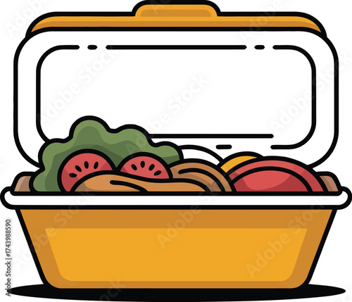 Takeout container food delivery lunch box meal illustration art