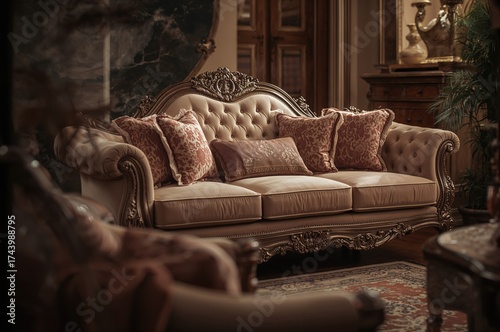 Chic retro couch adorned wi...