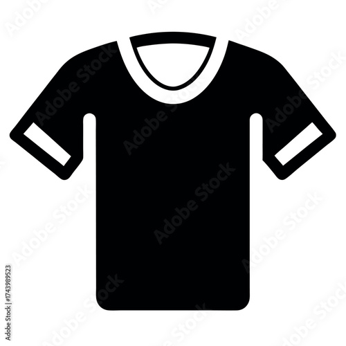 Black TShirt with White Trim Short Sleeved Apparel Illustration Design