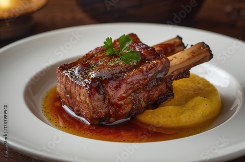 Succulent beef ribs with a ...