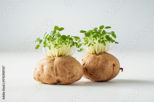 Root vegetable with emergin...