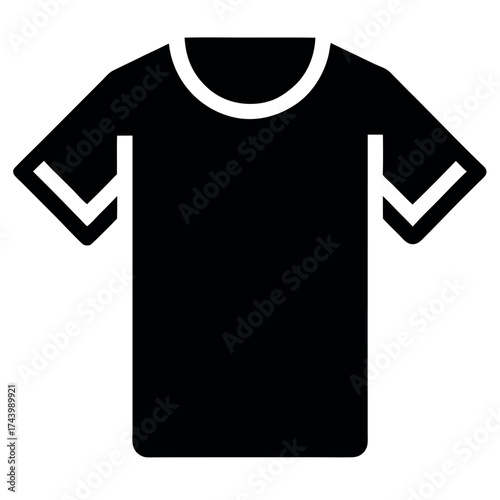 Illustration of a ShortSleeved TShirt with Contrast Trim, Black and White Design