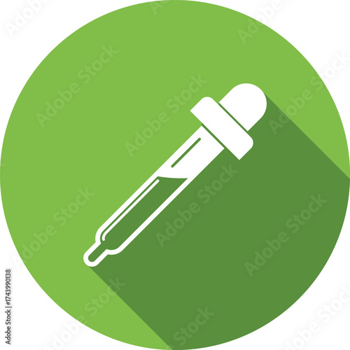 Dropper Icon on Green Essential Oil Liquid Chemistry Medicine Herbal Remedy Aromatherapy Laboratory Science Healthcare
