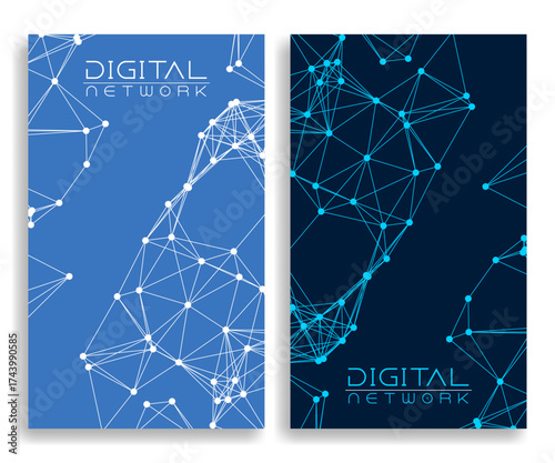 Modern technological abstract background with interconnected points and lines symbolizing data flow and global communication