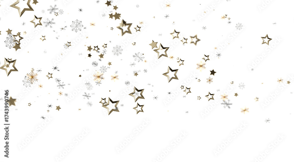 Naklejka premium Beautiful background with gold stars and snowflakes. Perfect for Christmas, New Year, and winter holidays.