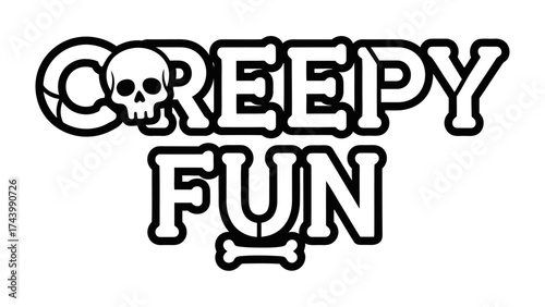Creepy Fun Text Graphic: A quirky and eye-catching text design with a playful combination of spooky elements, perfect for adding a unique touch to any project. 