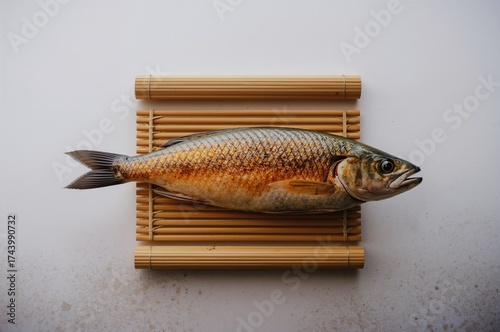 Barbecue fish served on a n...