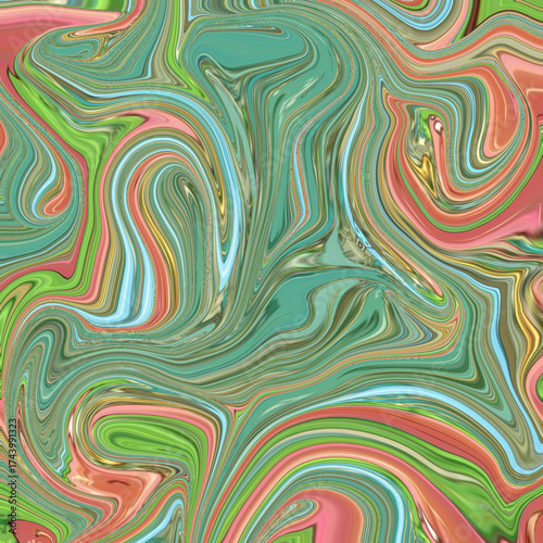 Bright abstract fluid art in teal, green, and pink tones blending smoothly to create an energetic and refreshing effect. Golden keywords: abstract, fluid, teal, vibrant, colorful