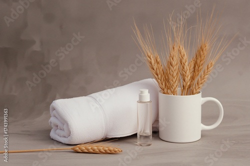 White towel and shampoo bot...