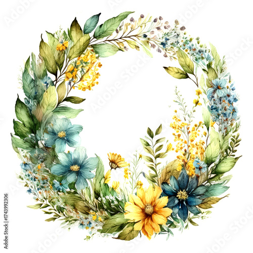 Abstract art colorful watercolor painting of floral background with flowers and decorative frame design art Hand painted brush stroke on white paper texture wallpaper 