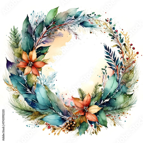Abstract art colorful watercolor painting of floral background with flowers and decorative frame design art Hand painted brush stroke on white paper texture wallpaper 