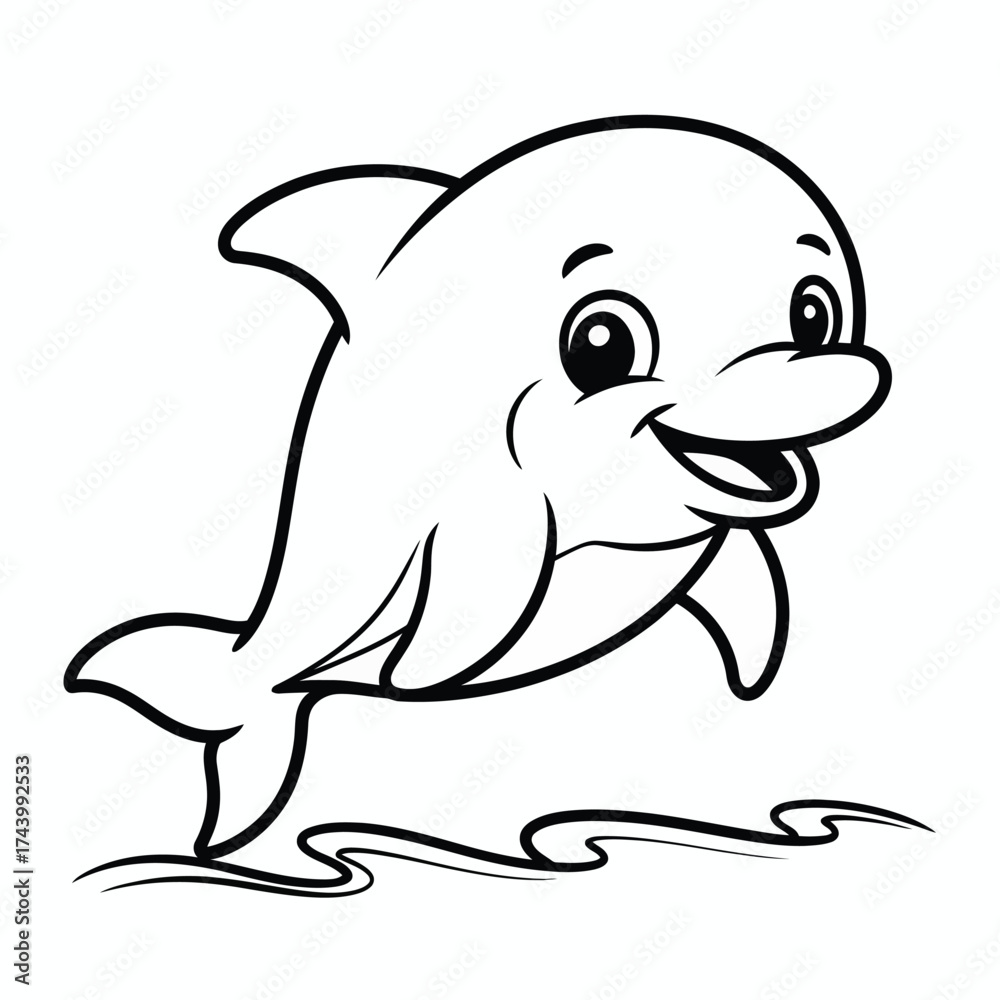 Obraz premium Playful dolphin vector illustration for childrens designs scalable line art eps silhouette vector illustration white background