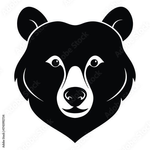Silhouette of a powerful grizzly bear head a wild animal symbol isolated on white background