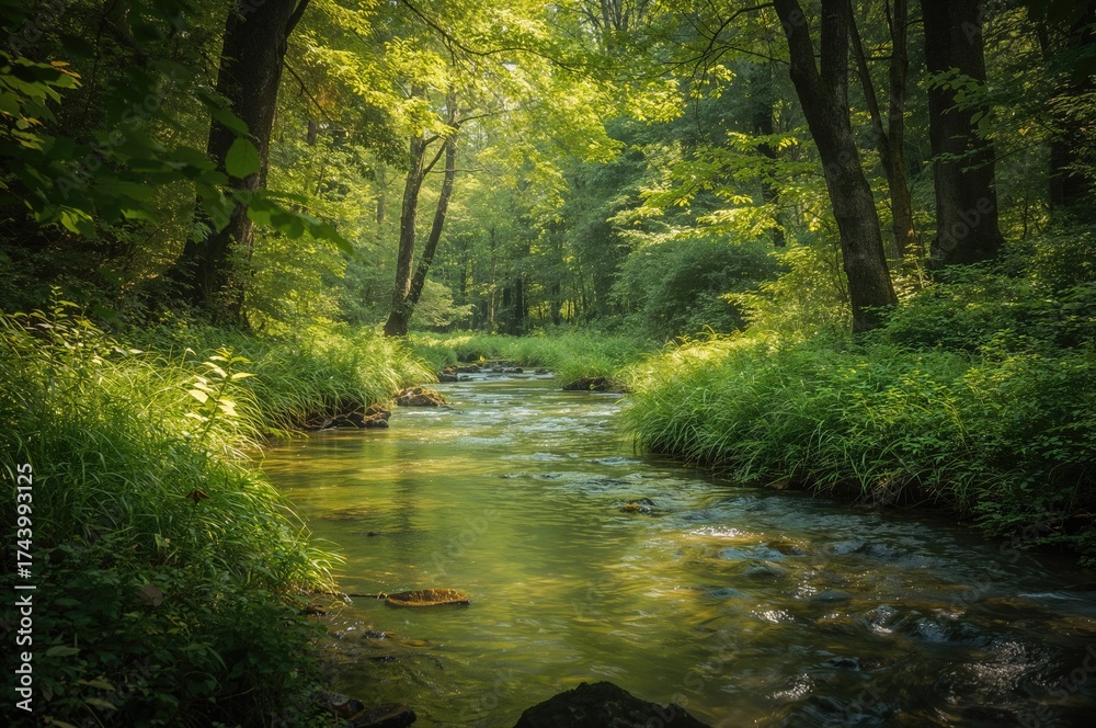 Obraz premium Flowing water in dense jungle