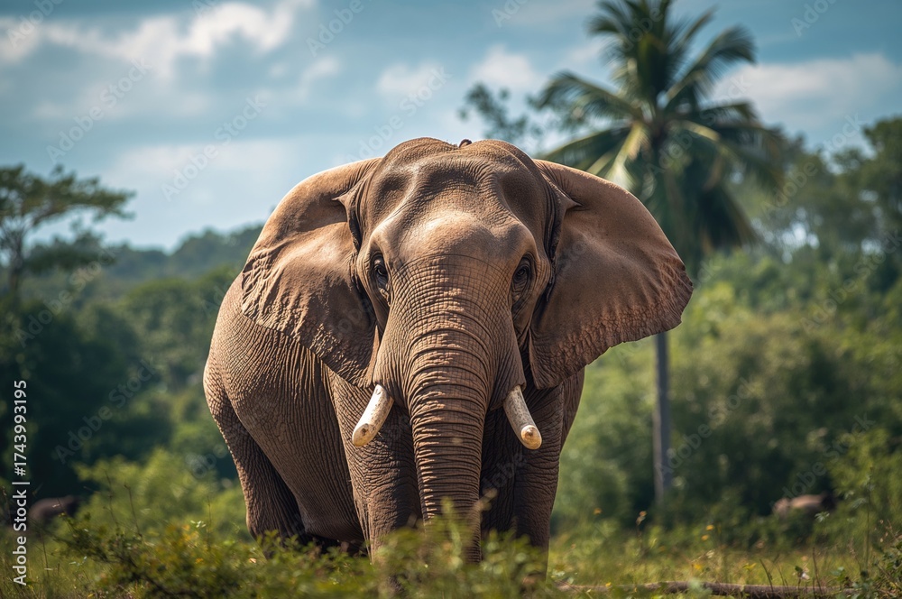 Fototapeta premium Wild Elephant in Its Natural Habitat