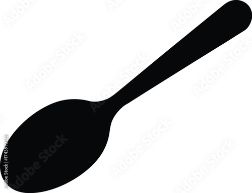 Isolated black silhouette spoon utensil kitchenware tableware