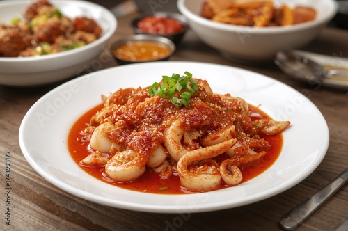 Spicy stir-fried seafood wi...