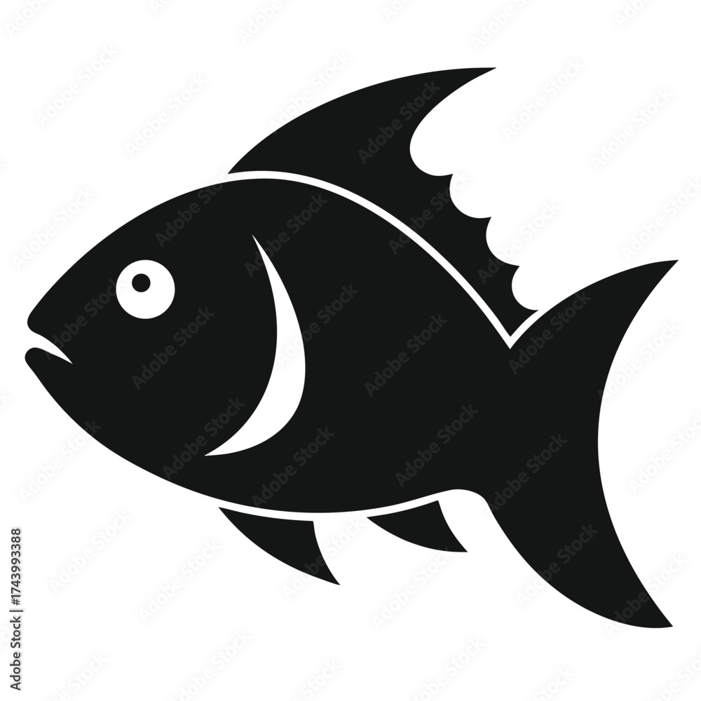 Fototapeta premium Simple silhouette of a fish head for design projects isolated on white background