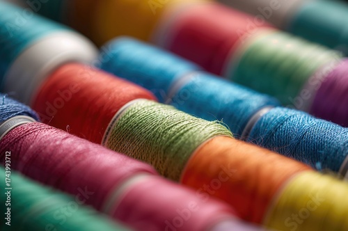 Multicolored sewing threads...